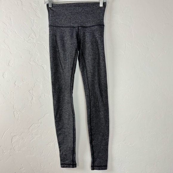 Lululemon Leggings‎ Wunder Under Pant Herringbone Print Grey Black Textured Luon - Picture 1 of 10